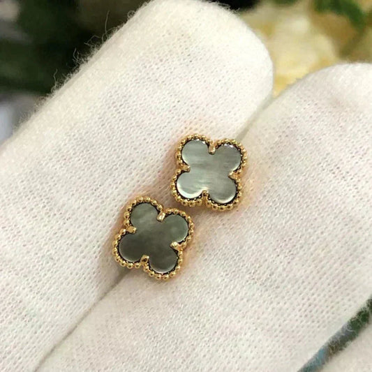 [⭐Seralia]CLOVER MINI 9.5MM GRAY MOP EARRINGS