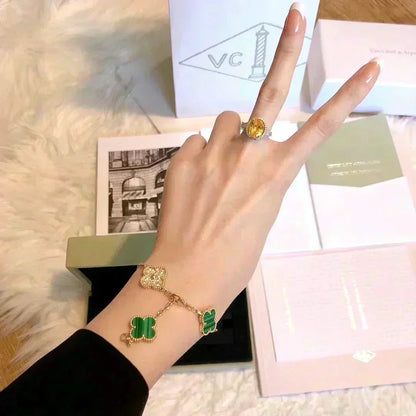 [⭐Seralia] CLOVER 5 MOTIF MALACHITE BRACELET COLLECTION
