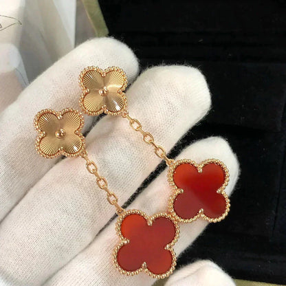 [⭐Seralia]CLOVER 2 MOTIF  LASER CARNELIAN EARRINGS
