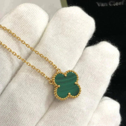 [⭐Seralia]CLOVER 15MM MALACHITE SINGLE FLOWER  NECKLACE
