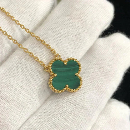 [⭐Seralia]CLOVER 15MM MALACHITE SINGLE FLOWER  NECKLACE