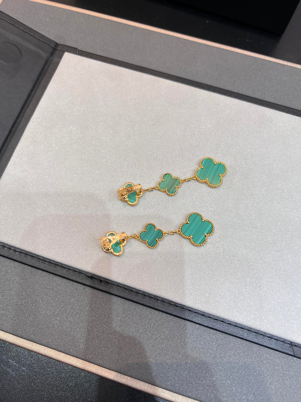 [⭐Seralia]CLOVER MALACHITE 3 MOTIFS GOLD