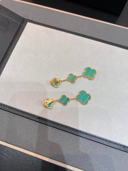 [⭐Seralia]CLOVER MALACHITE 3 MOTIFS GOLD