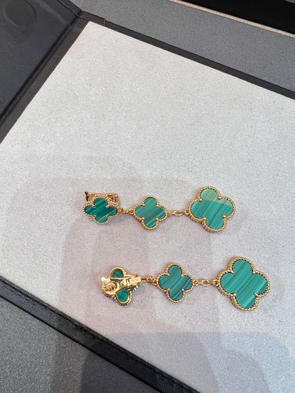 [⭐Seralia]CLOVER MALACHITE 3 MOTIFS GOLD