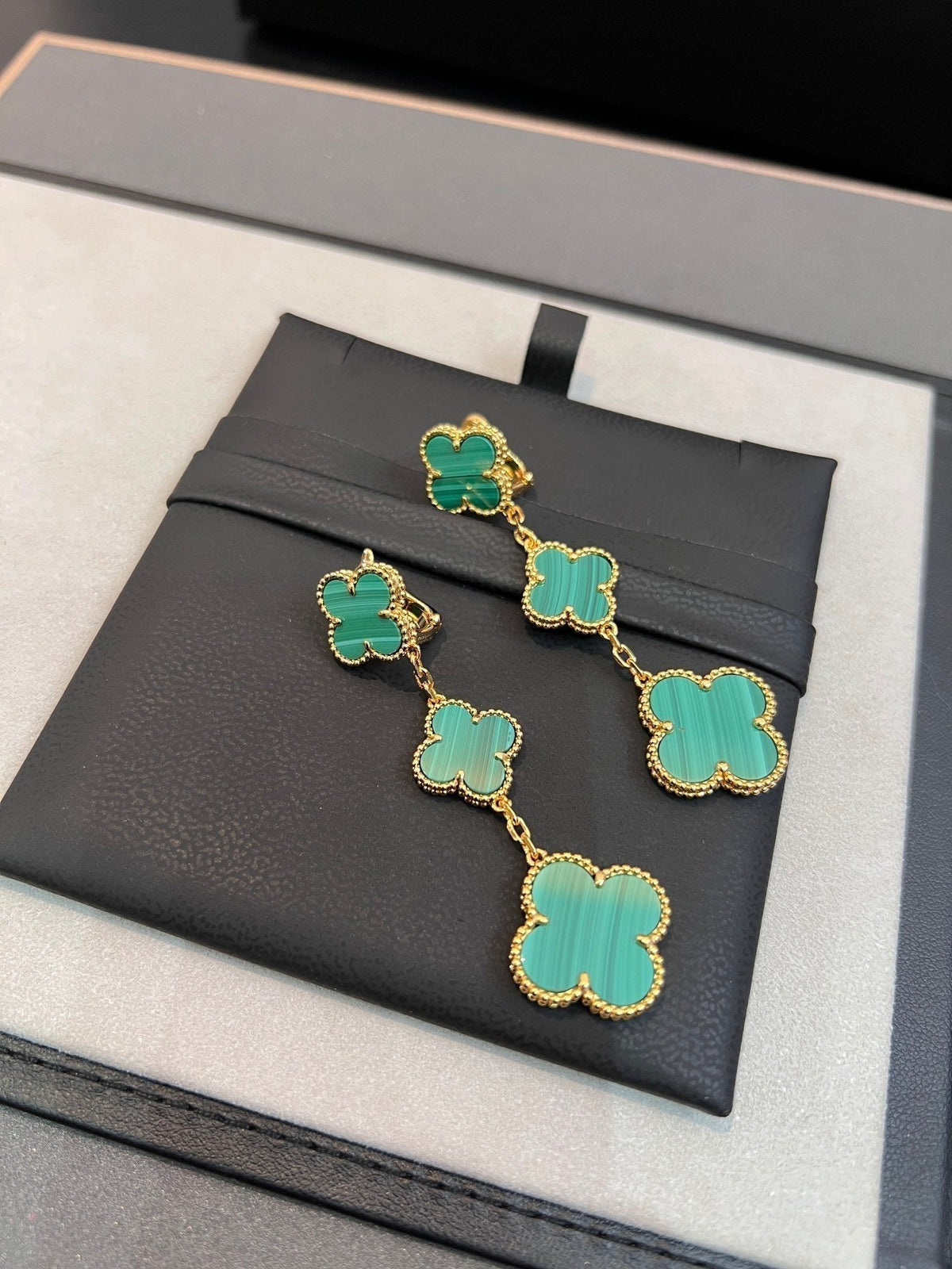 [⭐Seralia]CLOVER MALACHITE 3 MOTIFS GOLD