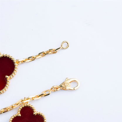 [⭐Seralia]CLOVER BRACELET 5 MOTIFS CARNELIAN TIGER EYE