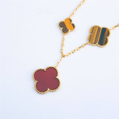 [⭐Seralia]CLOVER BRACELET 5 MOTIFS CARNELIAN TIGER EYE