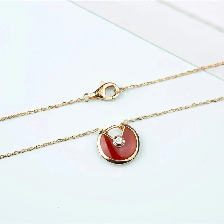 [⭐Seralia]AMULETTE GOLD CARNELIAN ONYX NECKLACE