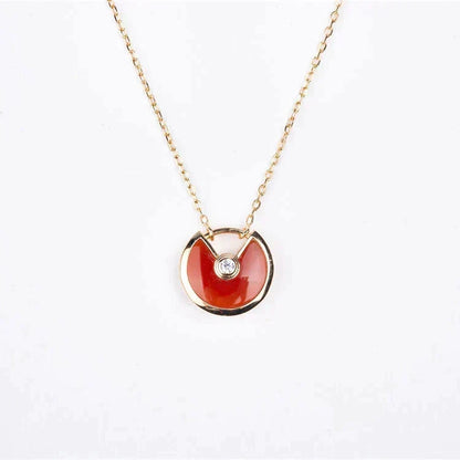 [⭐Seralia]AMULETTE GOLD CARNELIAN ONYX NECKLACE