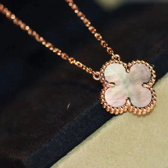 [⭐Seralia]CLOVER 15MM  GRAY MOTHER OF PEARL NECKLACE