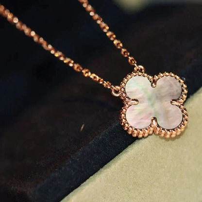 [⭐Seralia]CLOVER 15MM  GRAY MOTHER OF PEARL NECKLACE