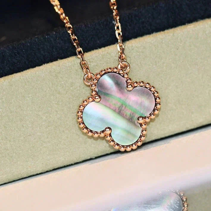 [⭐Seralia]CLOVER 15MM  GRAY MOTHER OF PEARL NECKLACE