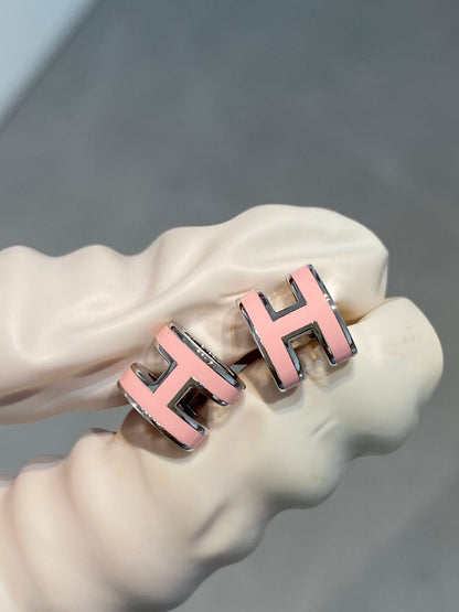 [⭐Seralia]MINI POP H SILVER EARRINGS PINK