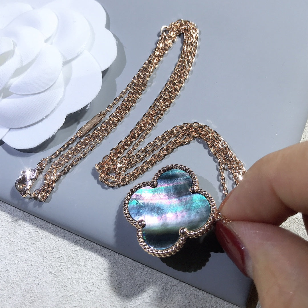 [⭐Seralia]CLOVER 25MM GOLD DARK MOP BIG CLOVER NECKLACE