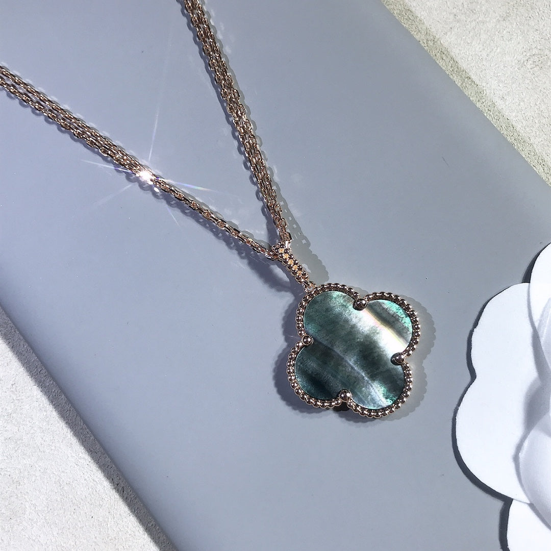 [⭐Seralia]CLOVER 25MM GOLD DARK MOP BIG CLOVER NECKLACE