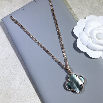 [⭐Seralia]CLOVER 25MM GOLD DARK MOP BIG CLOVER NECKLACE