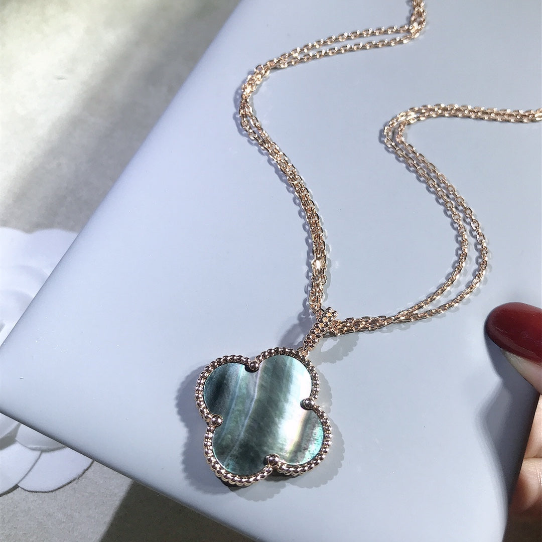 [⭐Seralia]CLOVER 25MM GOLD DARK MOP BIG CLOVER NECKLACE