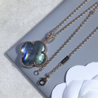 [⭐Seralia]CLOVER 25MM GOLD DARK MOP BIG CLOVER NECKLACE