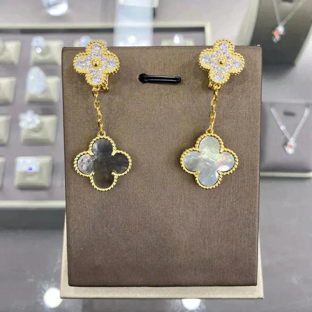 [⭐Seralia]CLOVER  2 MOTIFS  DIAMOND  EARRINGS (MULTIPLE CHOICESç´