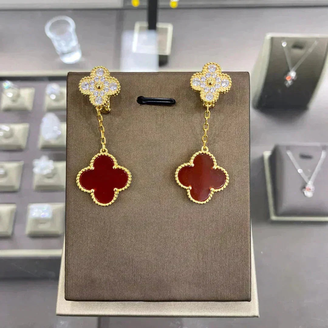 [⭐Seralia]CLOVER  2 MOTIFS  DIAMOND  EARRINGS (MULTIPLE CHOICESç´