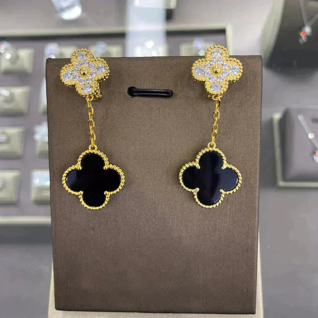 [⭐Seralia]CLOVER  2 MOTIFS  DIAMOND  EARRINGS (MULTIPLE CHOICESç´