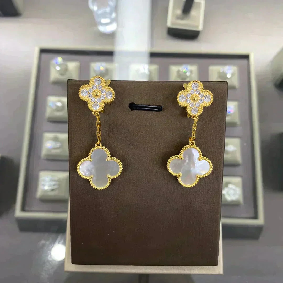[⭐Seralia]CLOVER  2 MOTIFS  DIAMOND  EARRINGS (MULTIPLE CHOICESç´