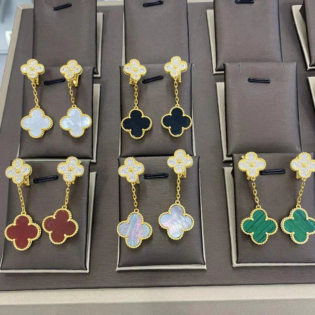 [⭐Seralia]CLOVER  2 MOTIFS  DIAMOND  EARRINGS (MULTIPLE CHOICESç´