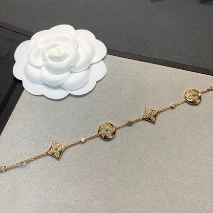 [⭐Seralia]STAR AND SUN 4 MOTIFS GOLD DIAMONDS BRACELET