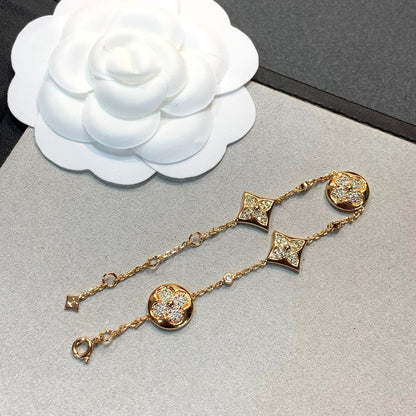 [⭐Seralia]STAR AND SUN 4 MOTIFS GOLD DIAMONDS BRACELET