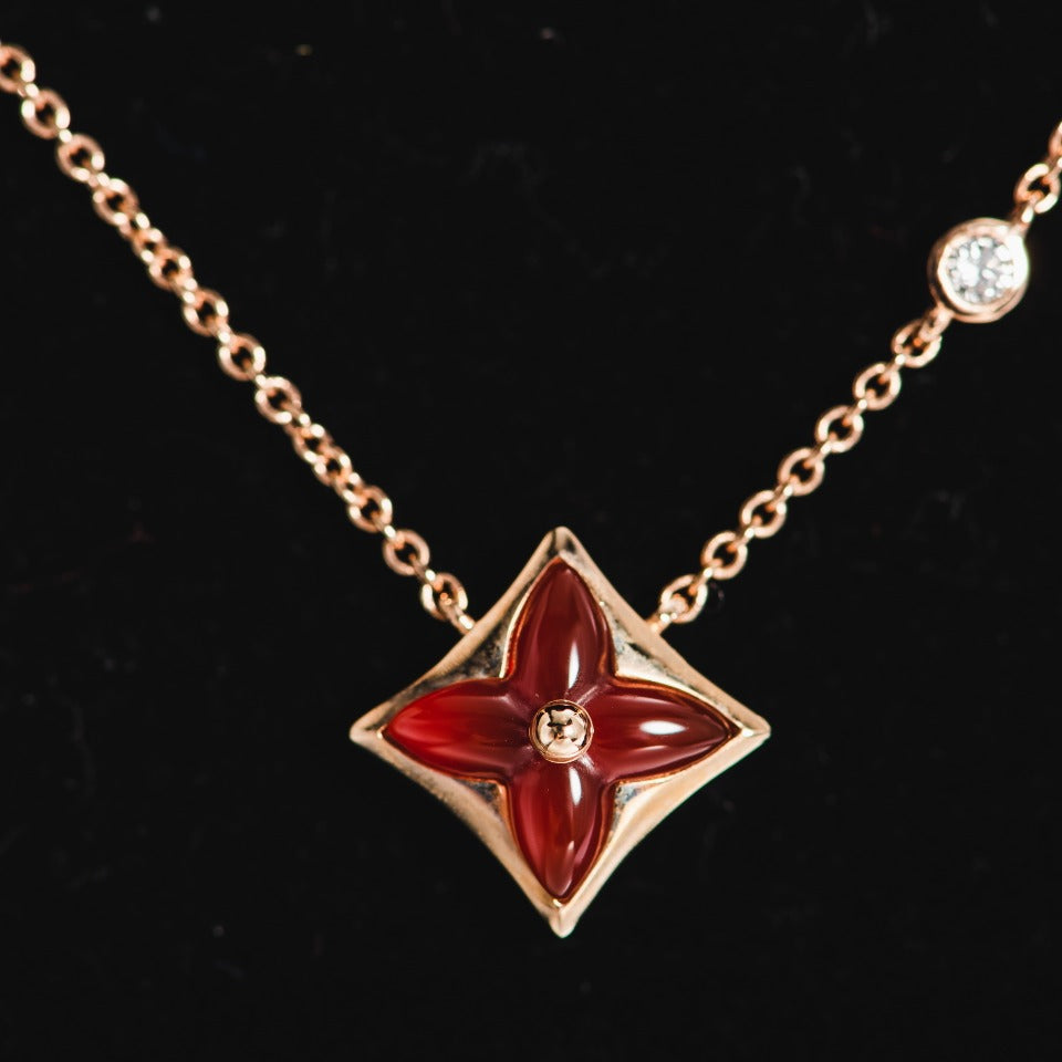 [⭐Seralia]STAR NECKLACE PINK GOLD 1 DIAMOND