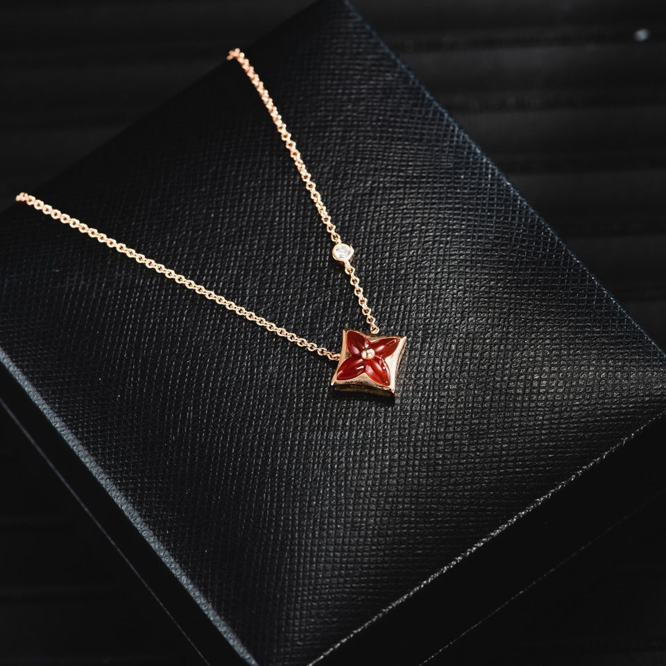 [⭐Seralia]STAR NECKLACE PINK GOLD 1 DIAMOND