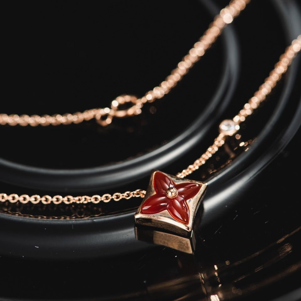 [⭐Seralia]STAR NECKLACE PINK GOLD 1 DIAMOND