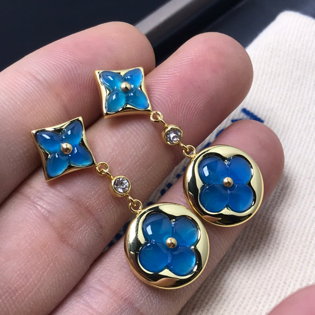 [⭐Seralia]STAR AND SUN AGATE DIAMOND EARRINGS