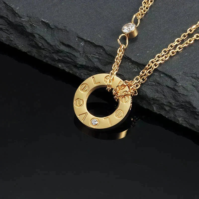 [⭐Seralia]LOVE NECKLACE 16MM 2 DIAMONDS