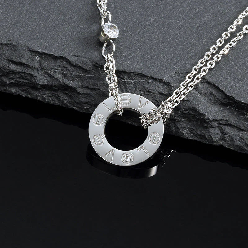 [⭐Seralia]LOVE NECKLACE 16MM 2 DIAMONDS