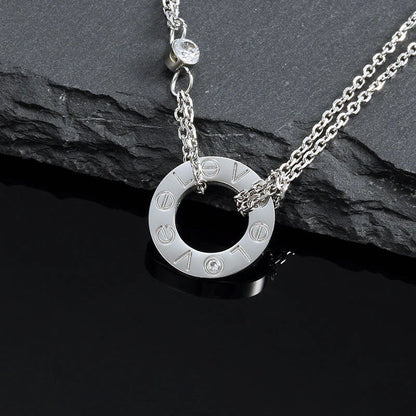 [⭐Seralia]LOVE NECKLACE 16MM 2 DIAMONDS