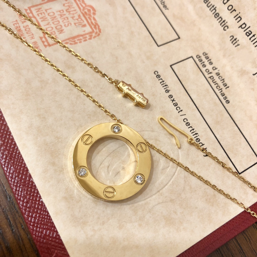 [⭐Seralia]LOVE NECKLACE 16MM 3 DIAMONDS