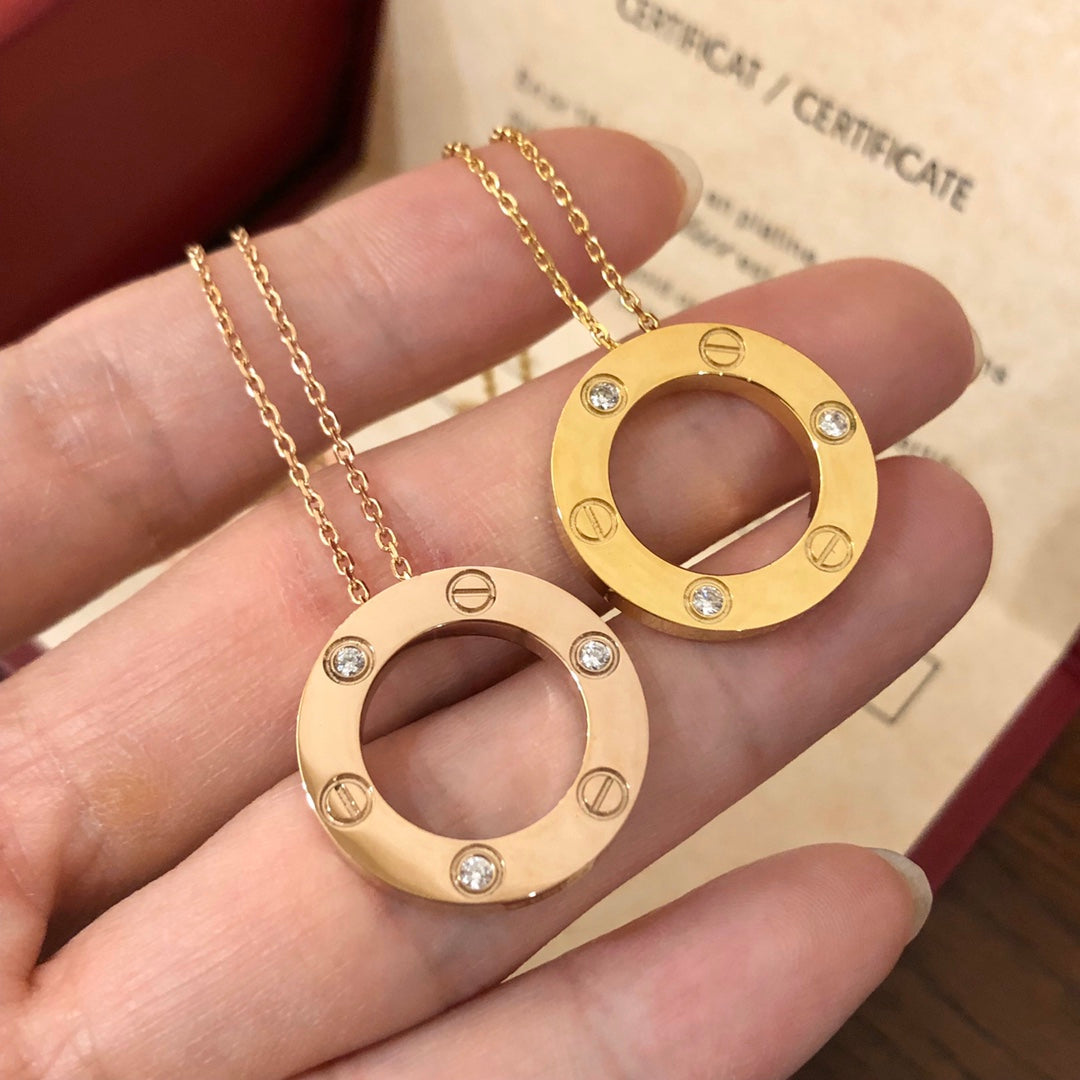 [⭐Seralia]LOVE NECKLACE 16MM 3 DIAMONDS