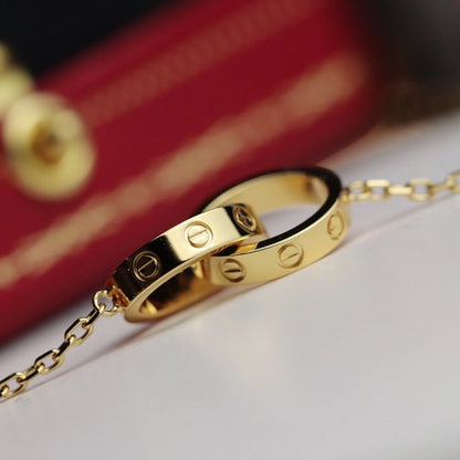 [⭐Seralia]LOVE NECKLACE DOUBLE RING GOLD