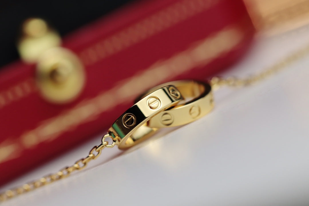 [⭐Seralia]LOVE NECKLACE DOUBLE RING GOLD