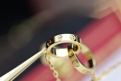 [⭐Seralia]LOVE NECKLACE DOUBLE RING GOLD