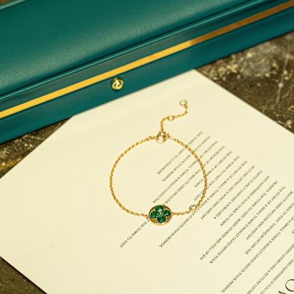 [⭐Seralia]SUN MALACHITE 1 DIAMOND PINK GOLD BRACELET