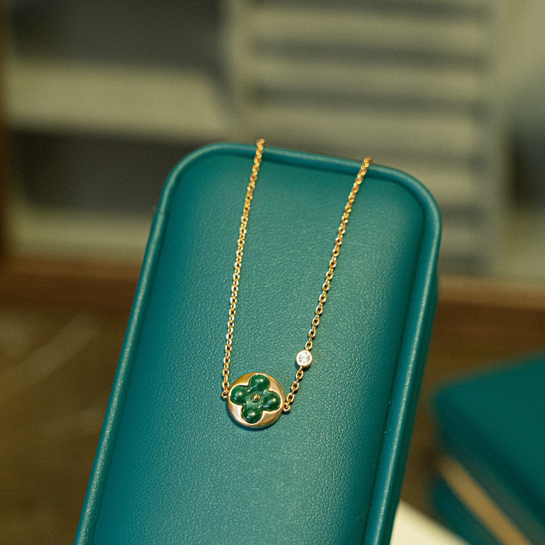 [⭐Seralia]SUN MALACHITE 1 DIAMOND PINK GOLD BRACELET