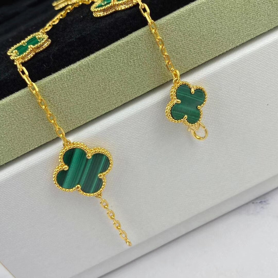 [⭐Seralia]MAGIC CLOVER MALACHITE GOLD BRACELET 5 MOTIFS