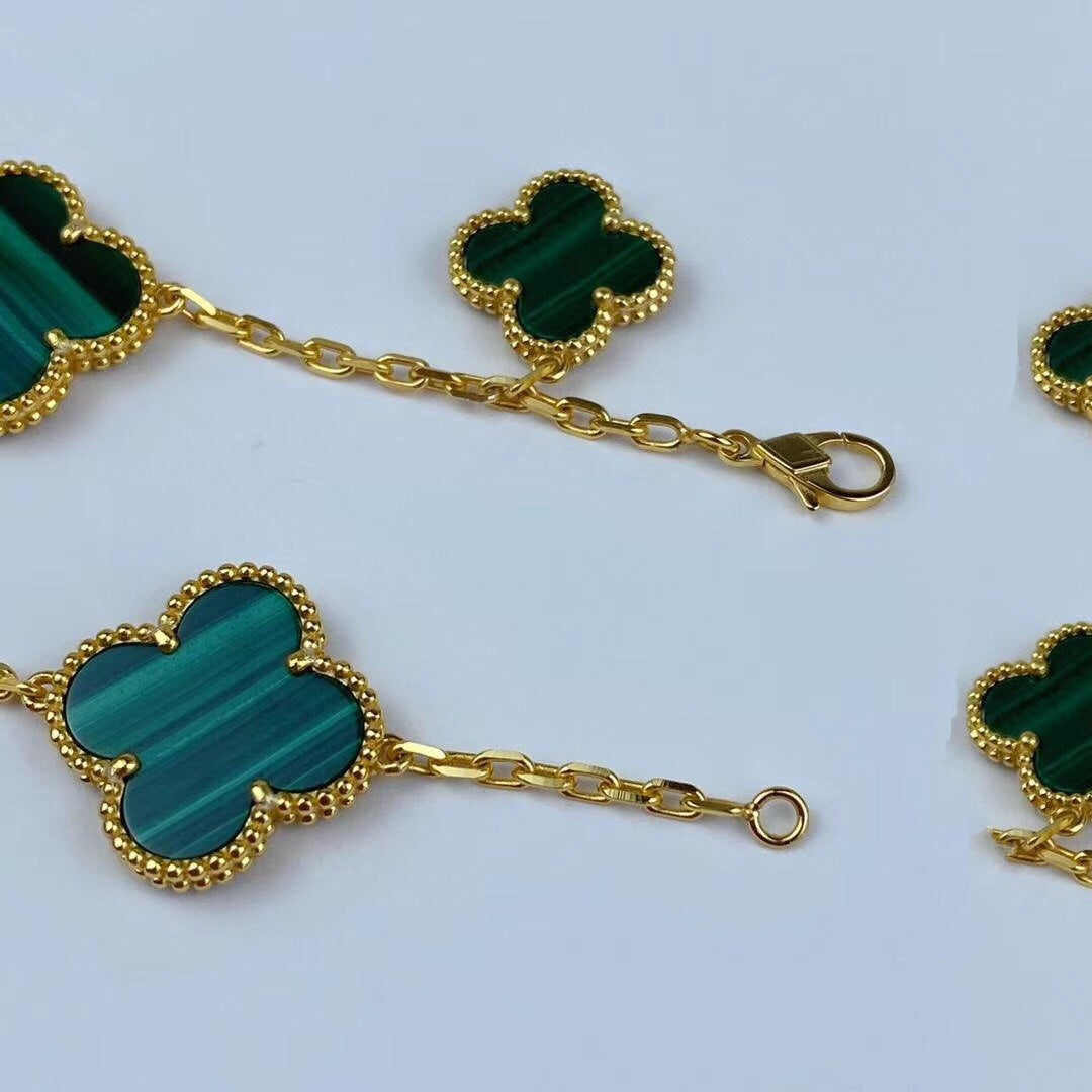 [⭐Seralia]MAGIC CLOVER MALACHITE GOLD BRACELET 5 MOTIFS