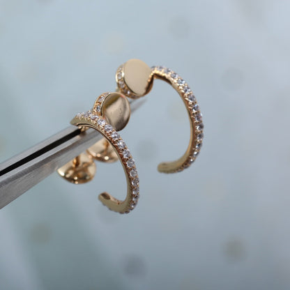 [⭐Seralia]JUSTE EARRINGS 12.75MM PINK GOLD DIAMOND