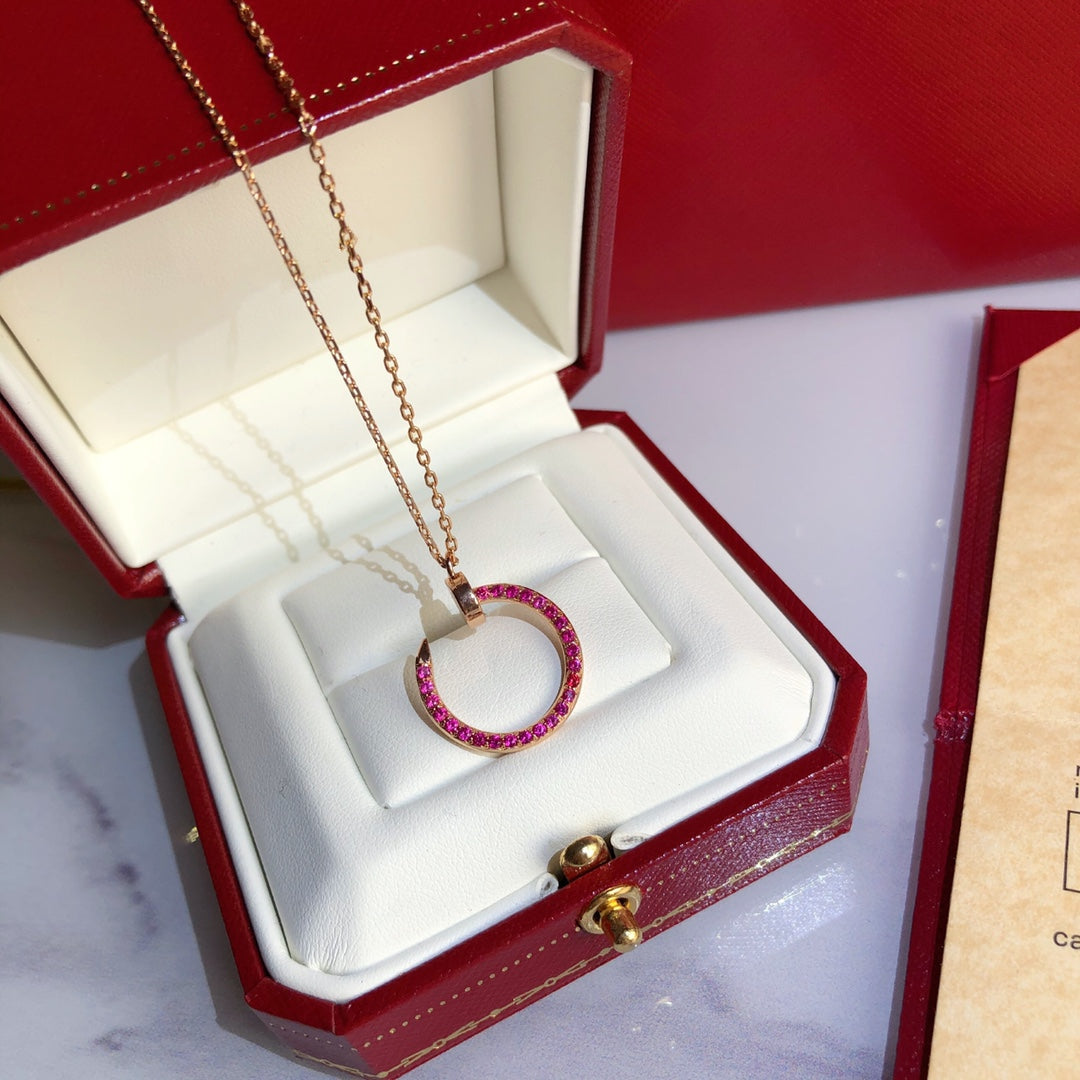 [⭐Seralia]JUSTE NECKLACE GOLD RED DIAMONDS