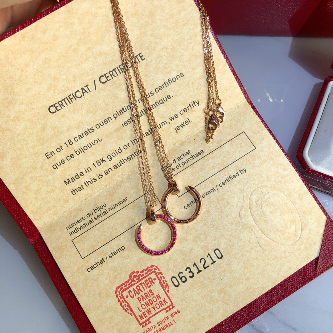 [⭐Seralia]JUSTE NECKLACE GOLD RED DIAMONDS