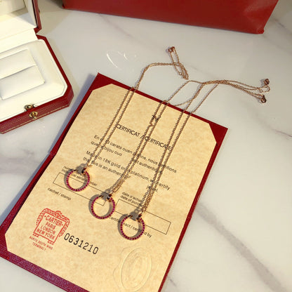 [⭐Seralia]JUSTE NECKLACE GOLD RED DIAMONDS