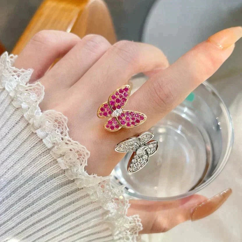 [⭐Seralia]TWIN BUTTERFLY DIAMOND RING